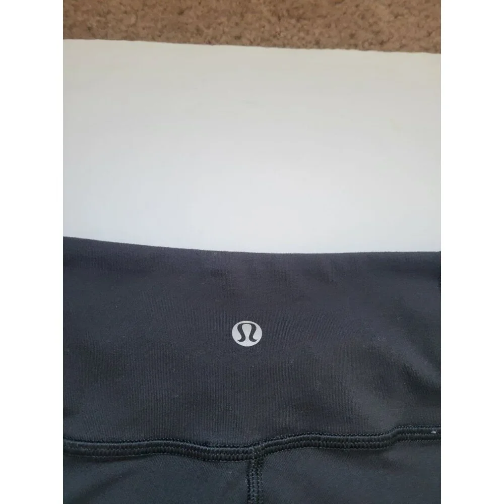 Lululemon Black Cropped Sheer Leggings Size 4 Workout Gym Active Wear Casual - Picture 6 of 7